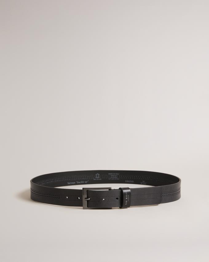 Ceinture Ted Baker Stitch Detail Leather Noir Homme | XKU-62996688